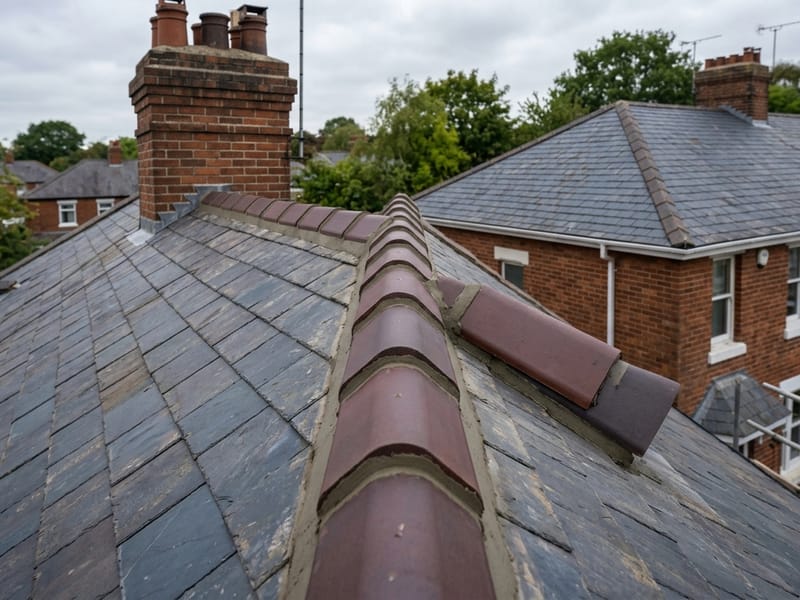 Ridge tile roofing work